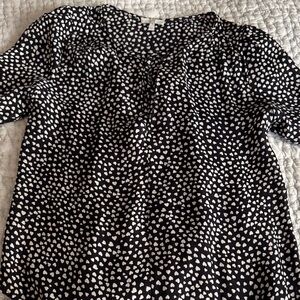 Joie Black and White Heart Print Blouse